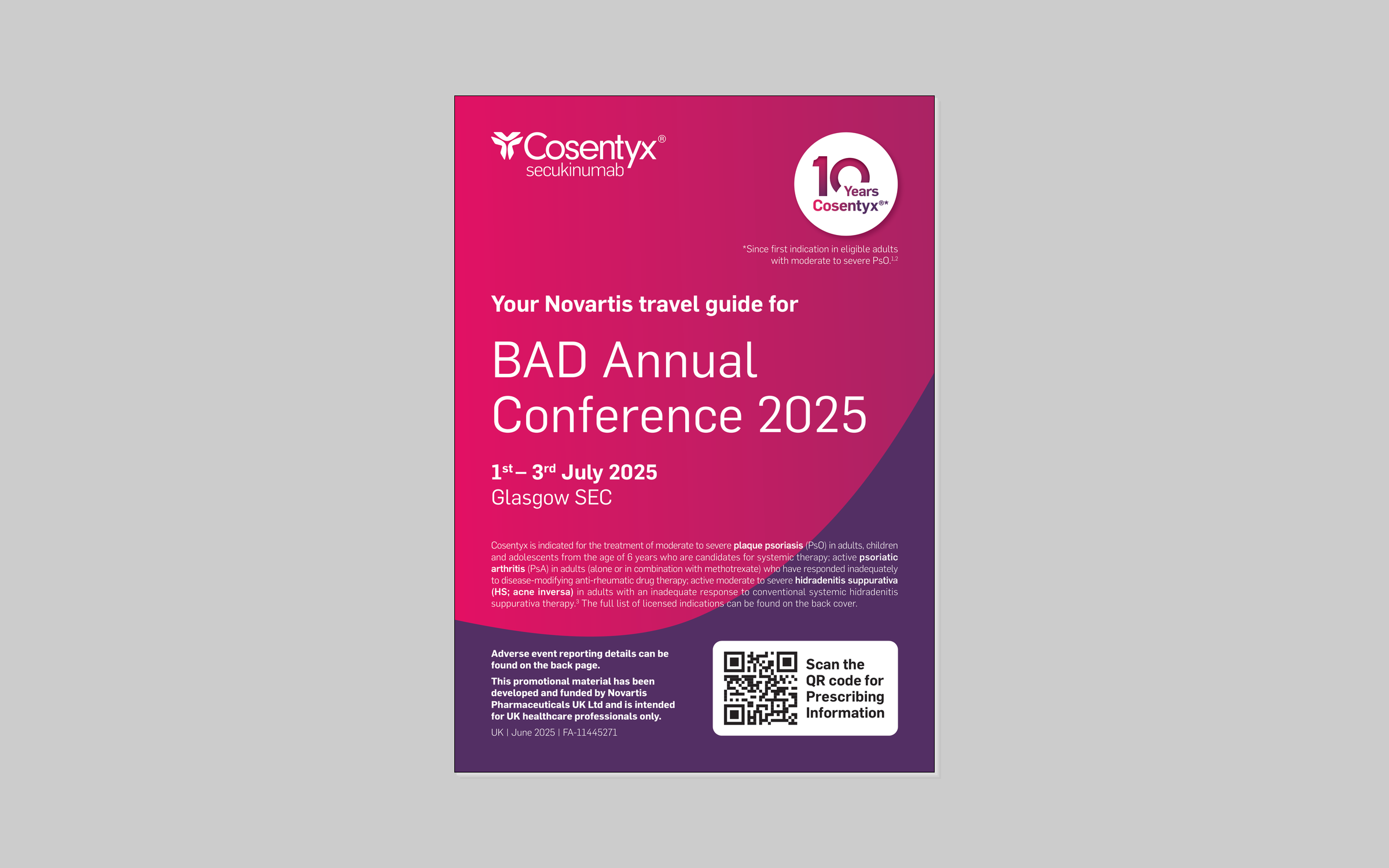 Cosentyx BAD Annual Conference 2025 leaflet, front cover