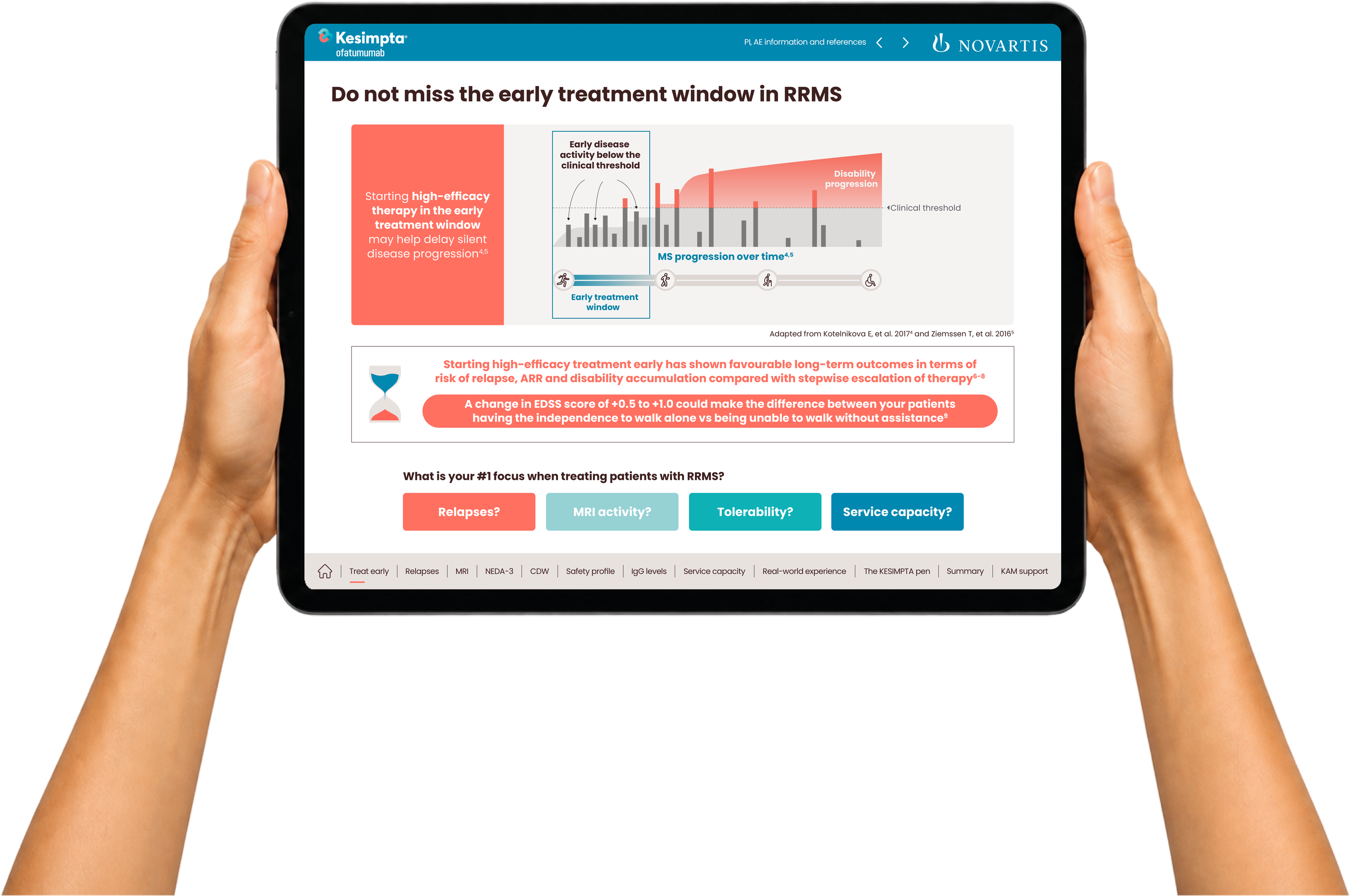 Kesimpta digital landing page on iPad, do not miss the early treatment window in RRMS