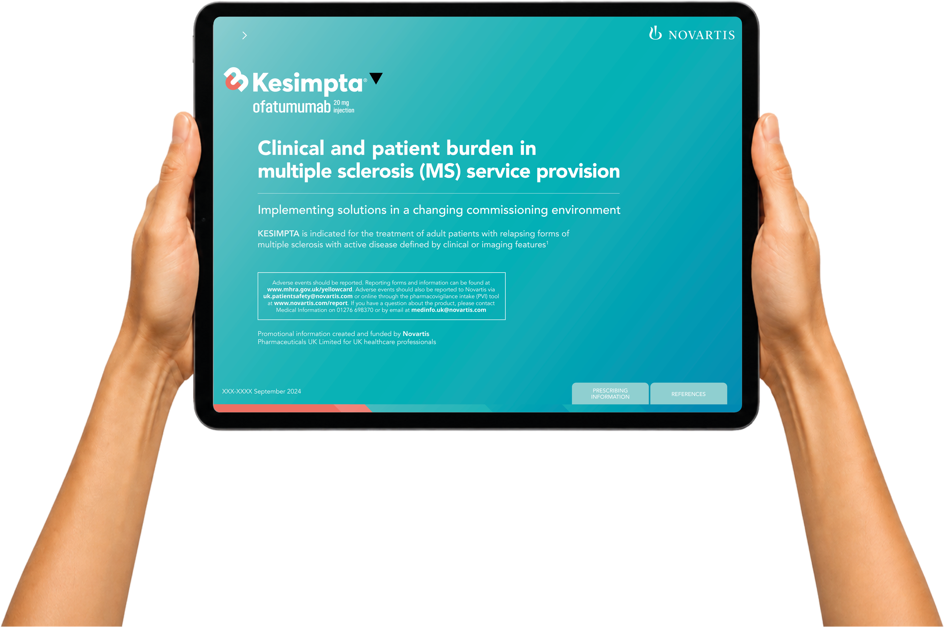 Kesimpta specialist commentary iPad deck, cover: clinical and patient burden in multiple sclerosis service provision